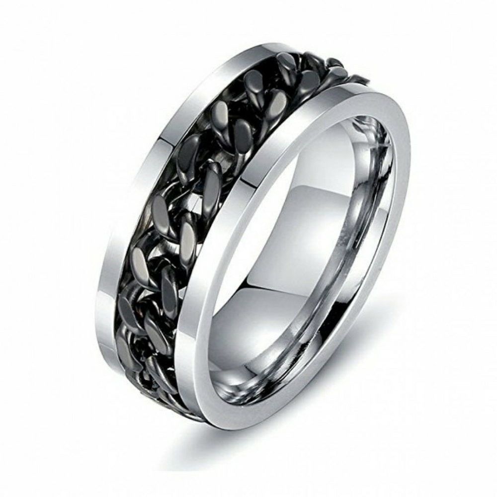 3/$30 Black spinning Chain titanium ring band